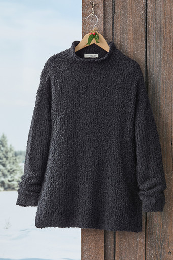Bouclé Funnel-Neck Sweater