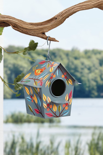 Handpainted Leaves Birdhouse