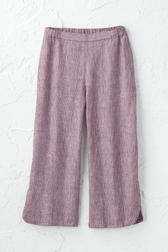 Striped Linen Wide-Leg Crops