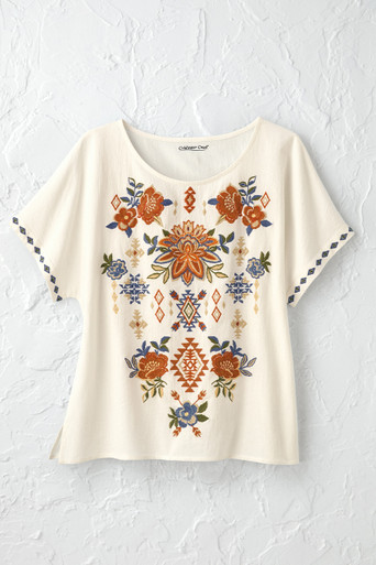 Summer Light Spirit Embroidered Top